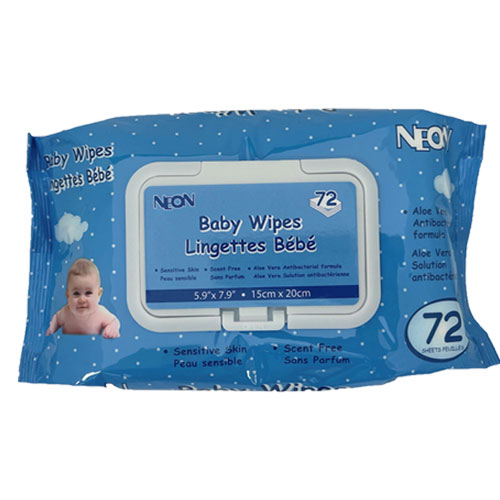 BABY WIPES THICK &amp;FLUFFY BLUE 72CT 24/C
